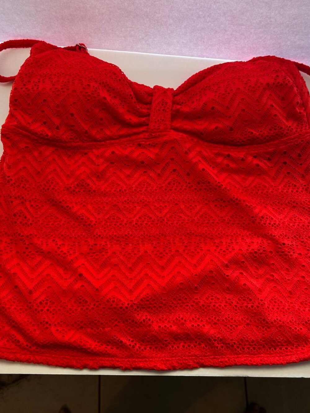 Catalina Sizzling Orange Lace Tankini Swim Skirt Set L/G 12-14 2-Piece - Picture 4 of 16